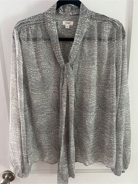 Tommy Hilfiger Printed Bow Tie Neck Blouse Chiffon Top  Sz XL